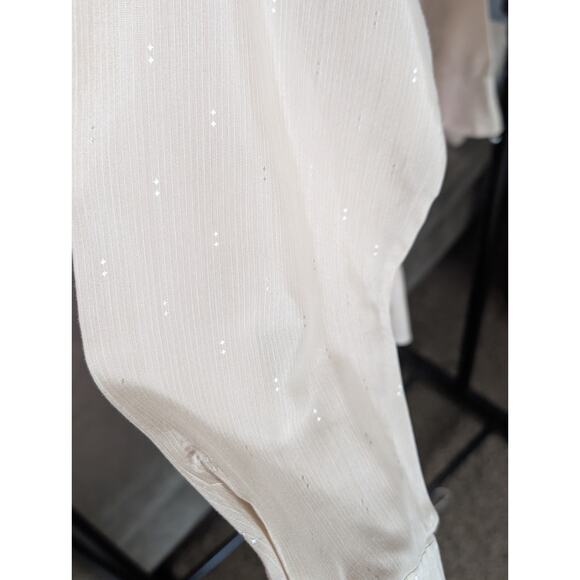 Disco Shimmer Stripe Vintage 70s Challenger Men’s Shirt Beige Stripe Long Sleeve - Picture 4 of 10